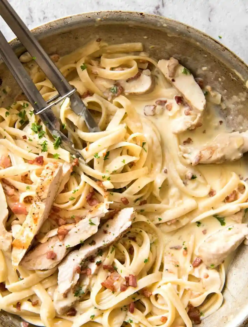 Chicken, Bacon and Pasta in a creamey sauce